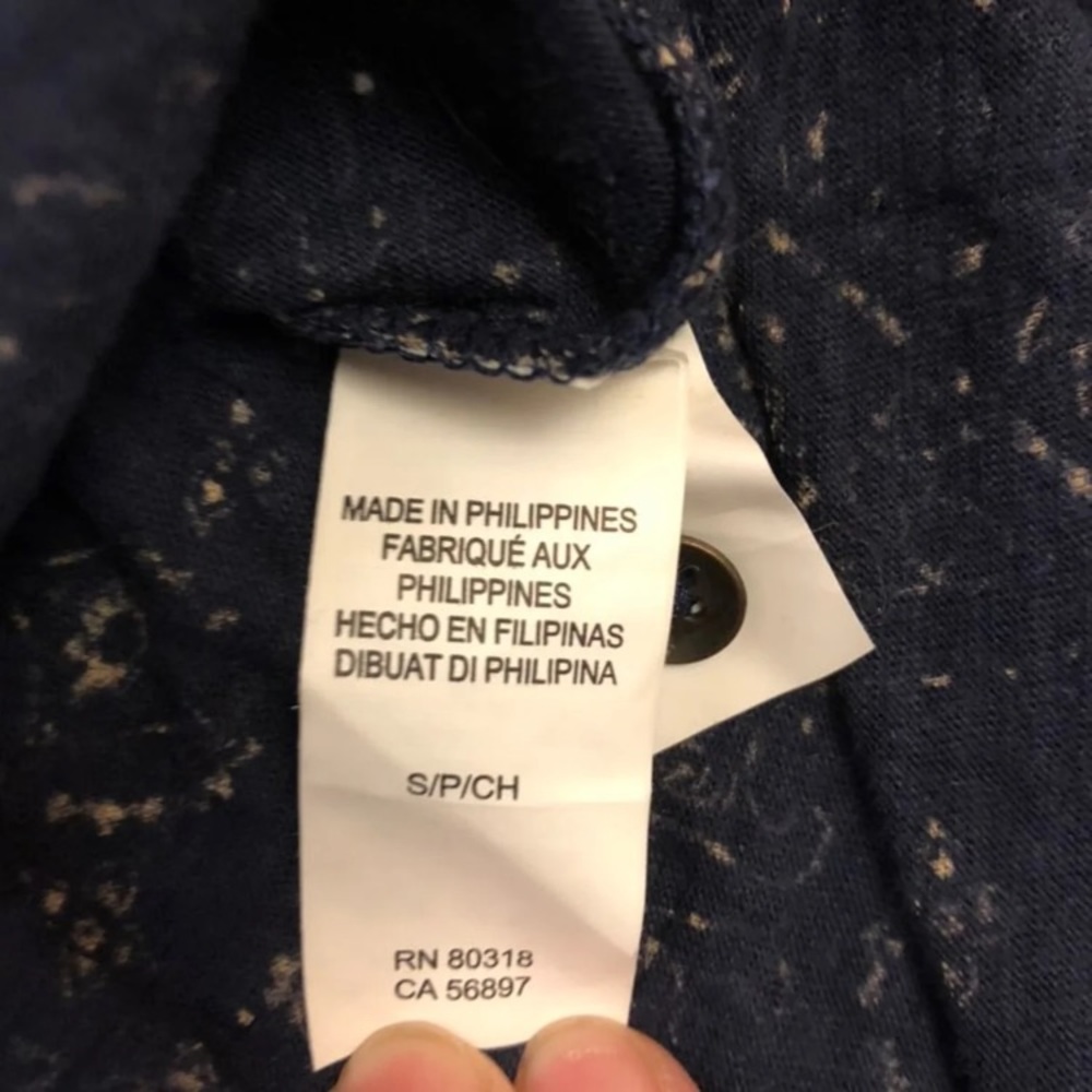 Lucky Brand Paisley Split Back Peasant Top Blue Sm - Picture 8 of 8